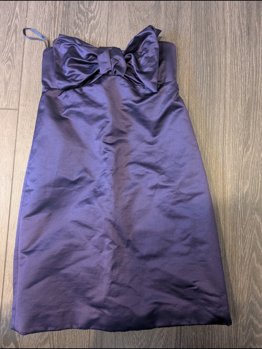 French Connection Strapless Satin Cocktail Dress in Deep Purple